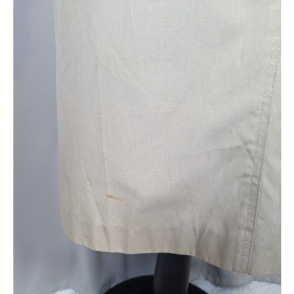 90s Vintage Mervyn's Partner Petites Trenchcoat Lined Hooded Tan Red Plaid Trim - Picture 13 of 16